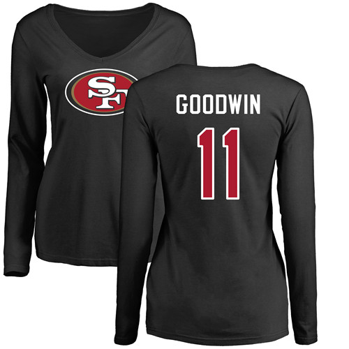 San Francisco 49ers Black Women Marquise Goodwin Name and Number Logo #11 Long